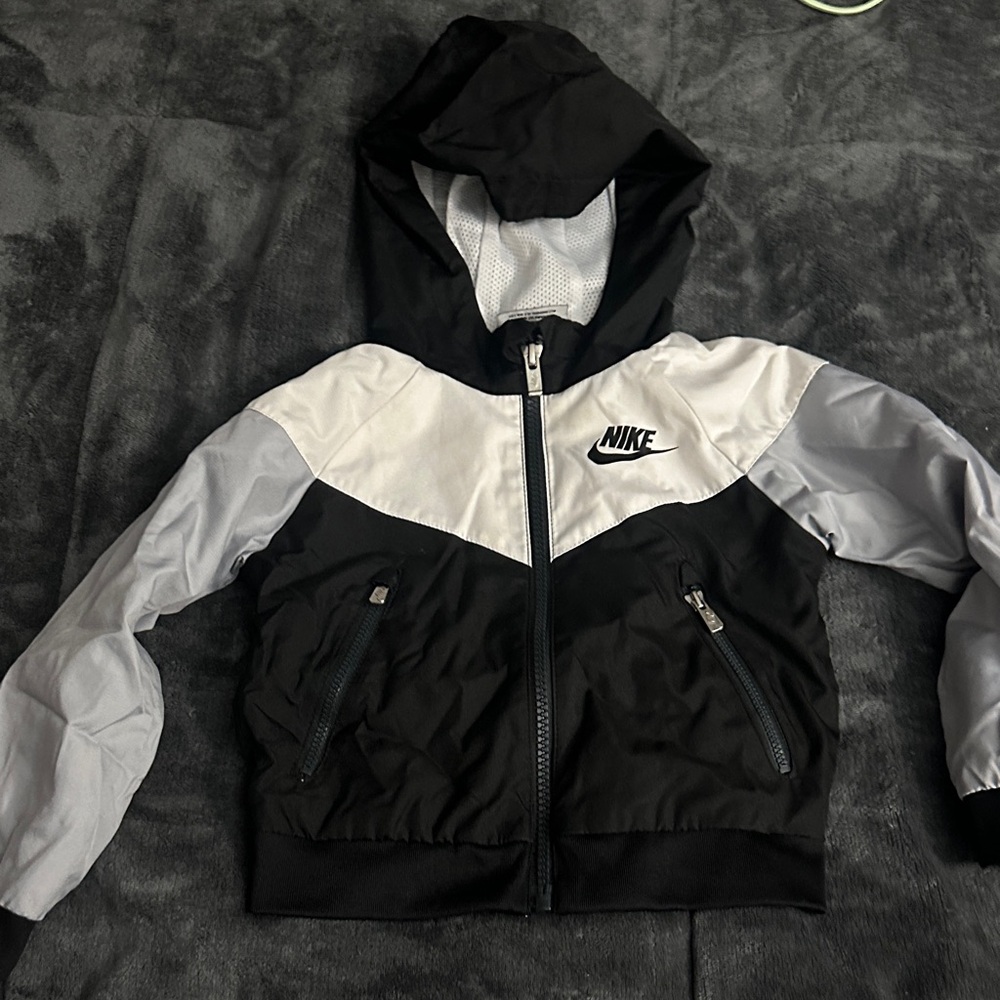 Nike Kids Black and Gray Raincoat